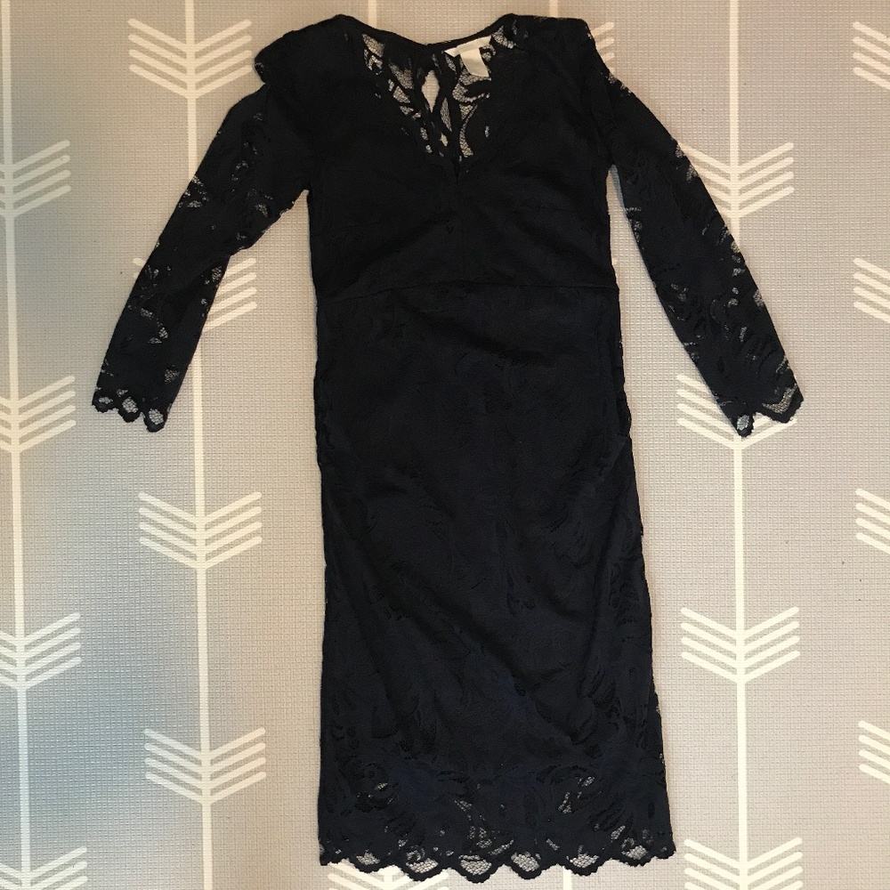 Maternity navy lace cocktail dress H&M xs